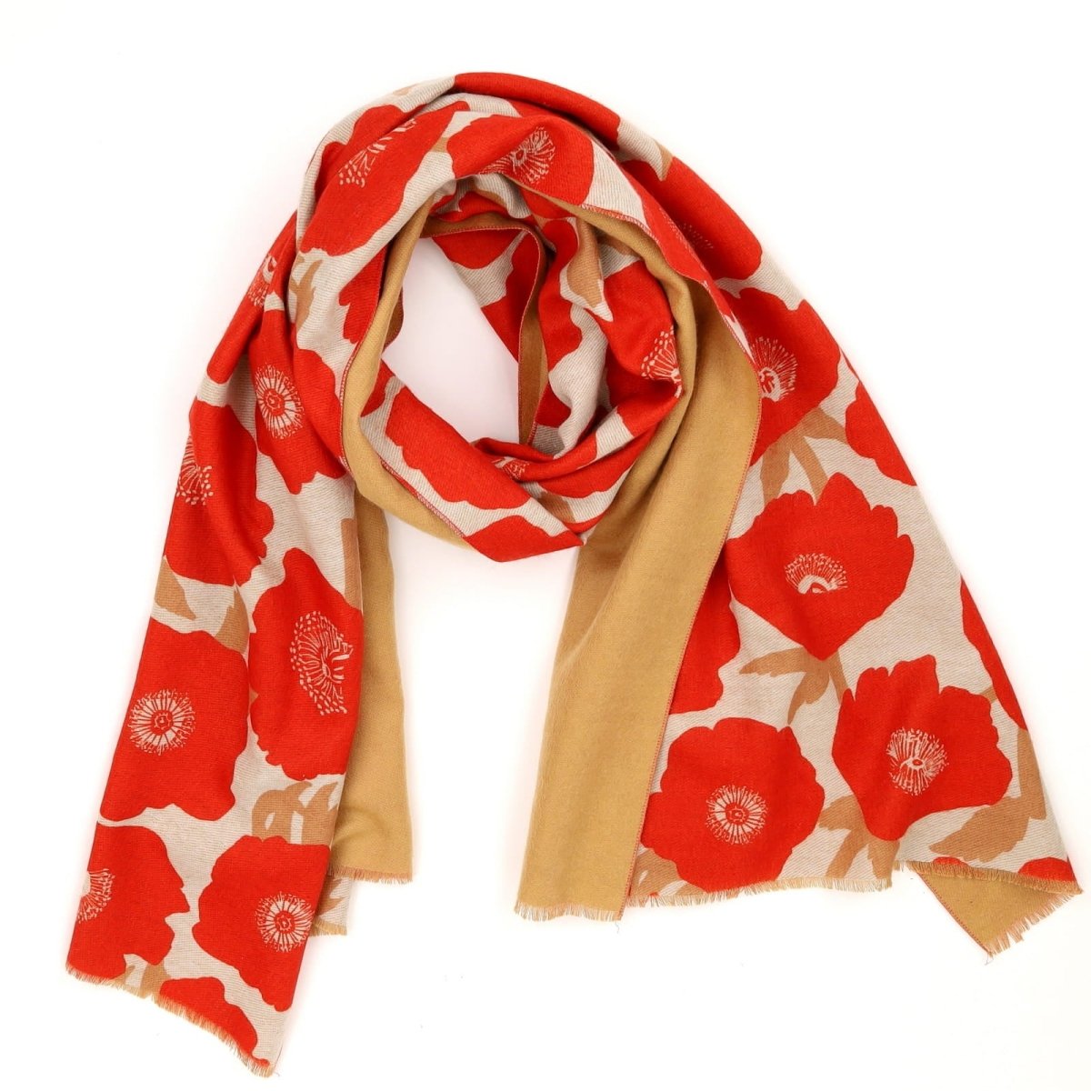 Poppies Red Reversible Wrap Scarf - rockflowerpaper