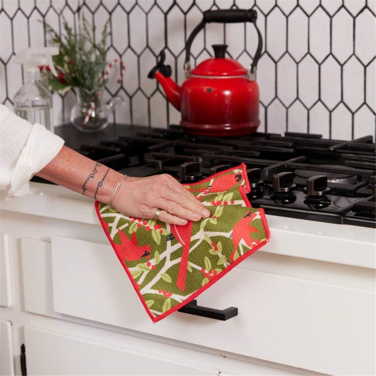 Red Cardinal blu Dish Cloth Set of 3 Reusable Dish Cloth - rockflowerpaper