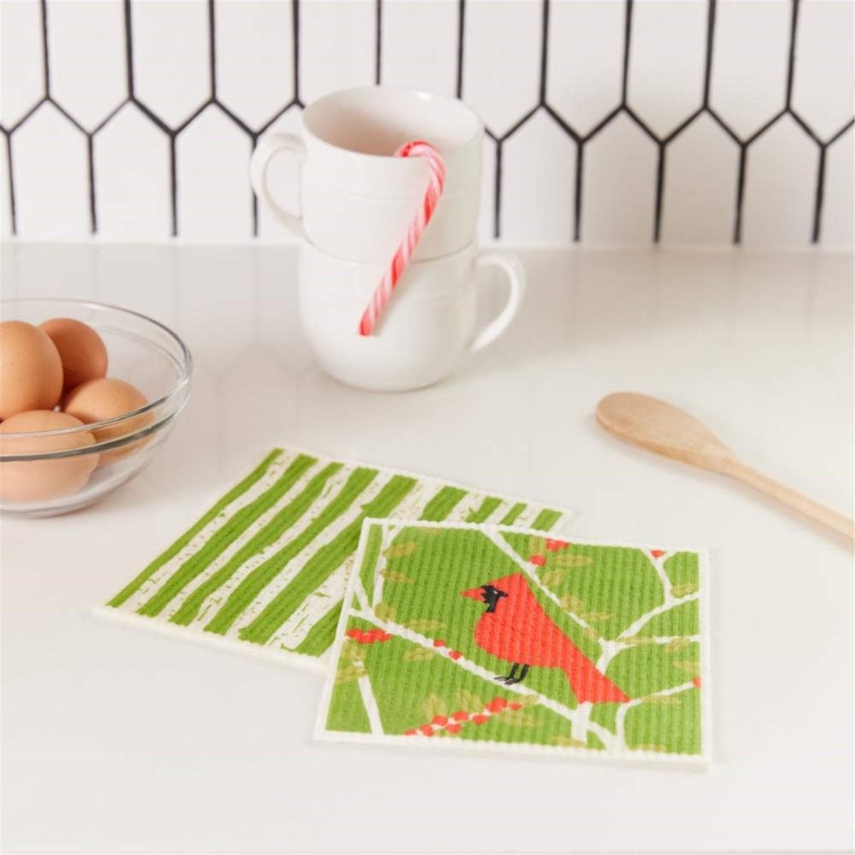 Red Cardinal Eco - Friendly blu Sponge Cloth - Set of 2 Eco Cloth - rockflowerpaper