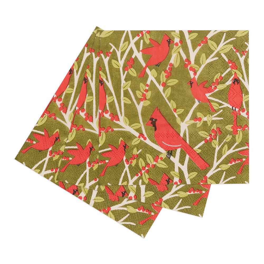 Red Cardinal Paper Cocktail Napkins (Pack of 20) Paper Cocktail Napkin - rockflowerpaper