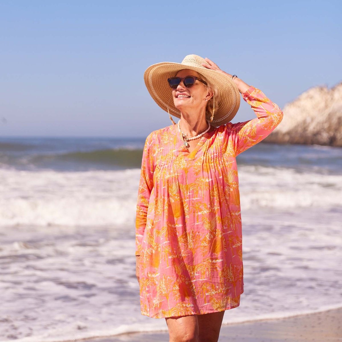 Safari Animals Pink Pintuck Beach Cover Up Swim Cover Up - rockflowerpaper