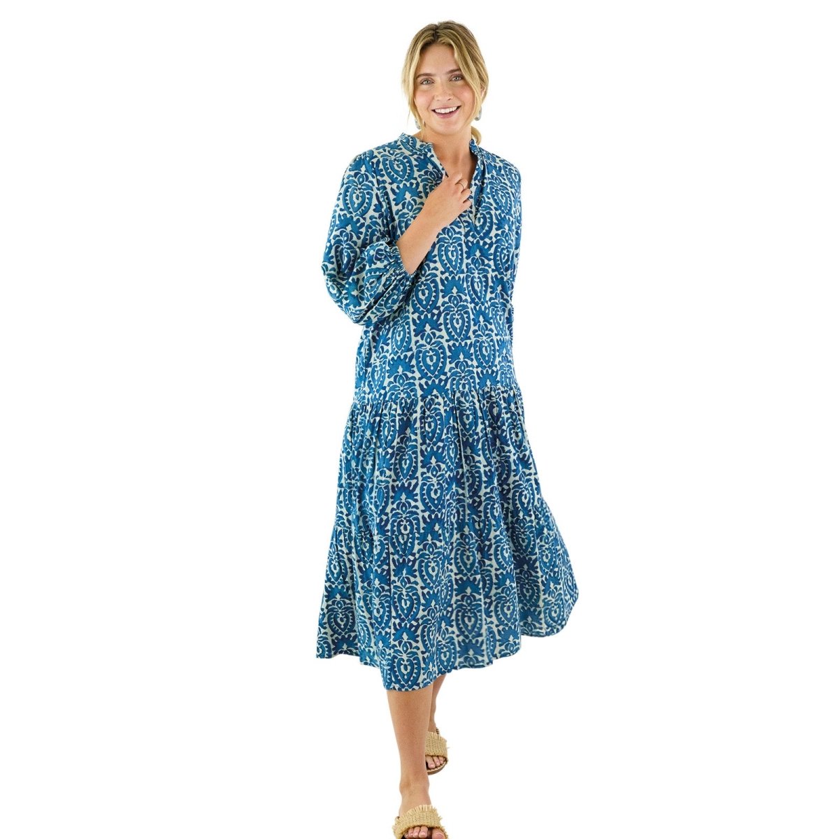 Sara Indigo Drop Waist Maxi Dress Dress - rockflowerpaper