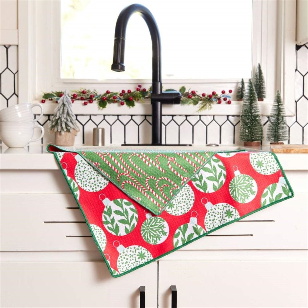 Scandi Ornaments blu Kitchen Tea Towel - DBL Kitchen Towel - rockflowerpaper