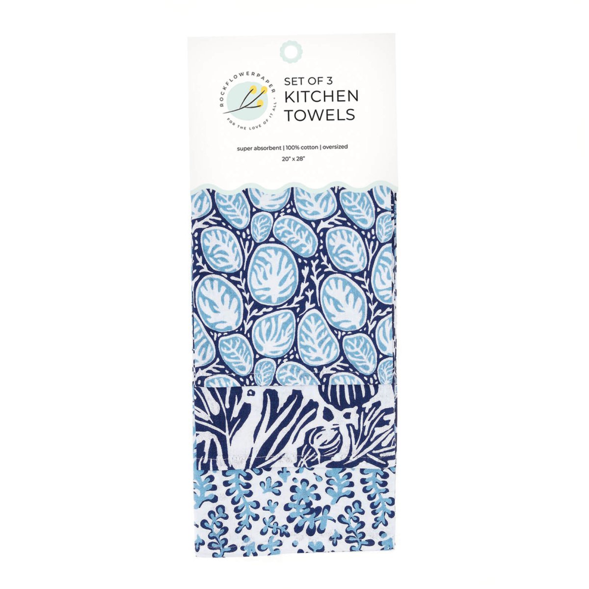 Sea Life Cotton Kitchen Towels (Set of 3) Cotton Kitchen Towel - rockflowerpaper