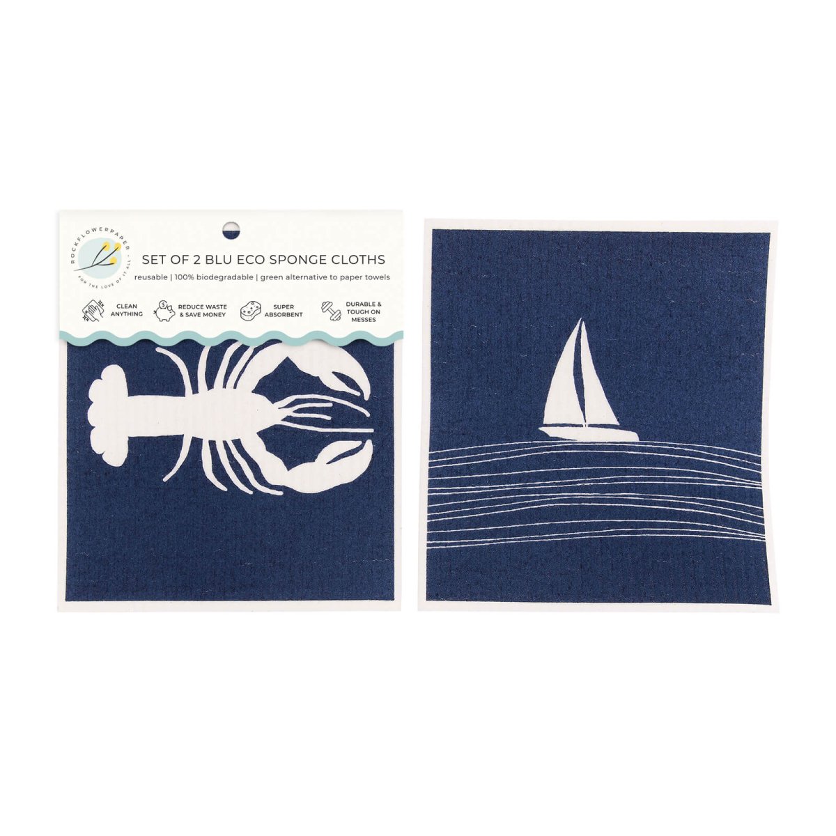 Seaside blu Eco Sponge Cloths (Set of 2) Eco Cloth - rockflowerpaper