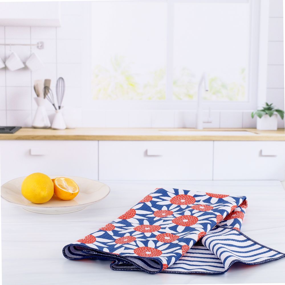 Straw Sunflower Red blu Kitchen Tea Towel Kitchen Towel - rockflowerpaper