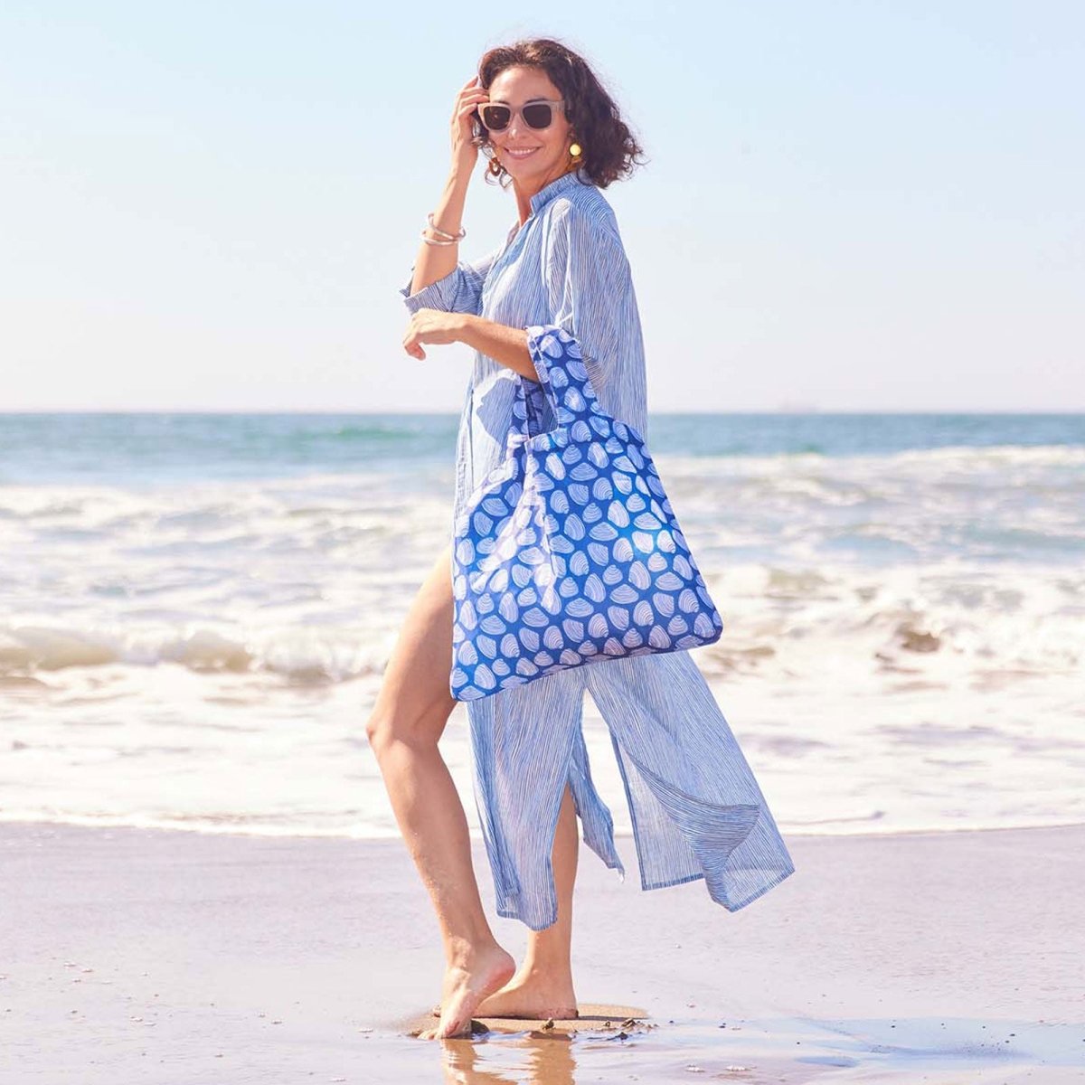Suri Navy Cotton Long Shirt Dress Swim Cover Up - rockflowerpaper