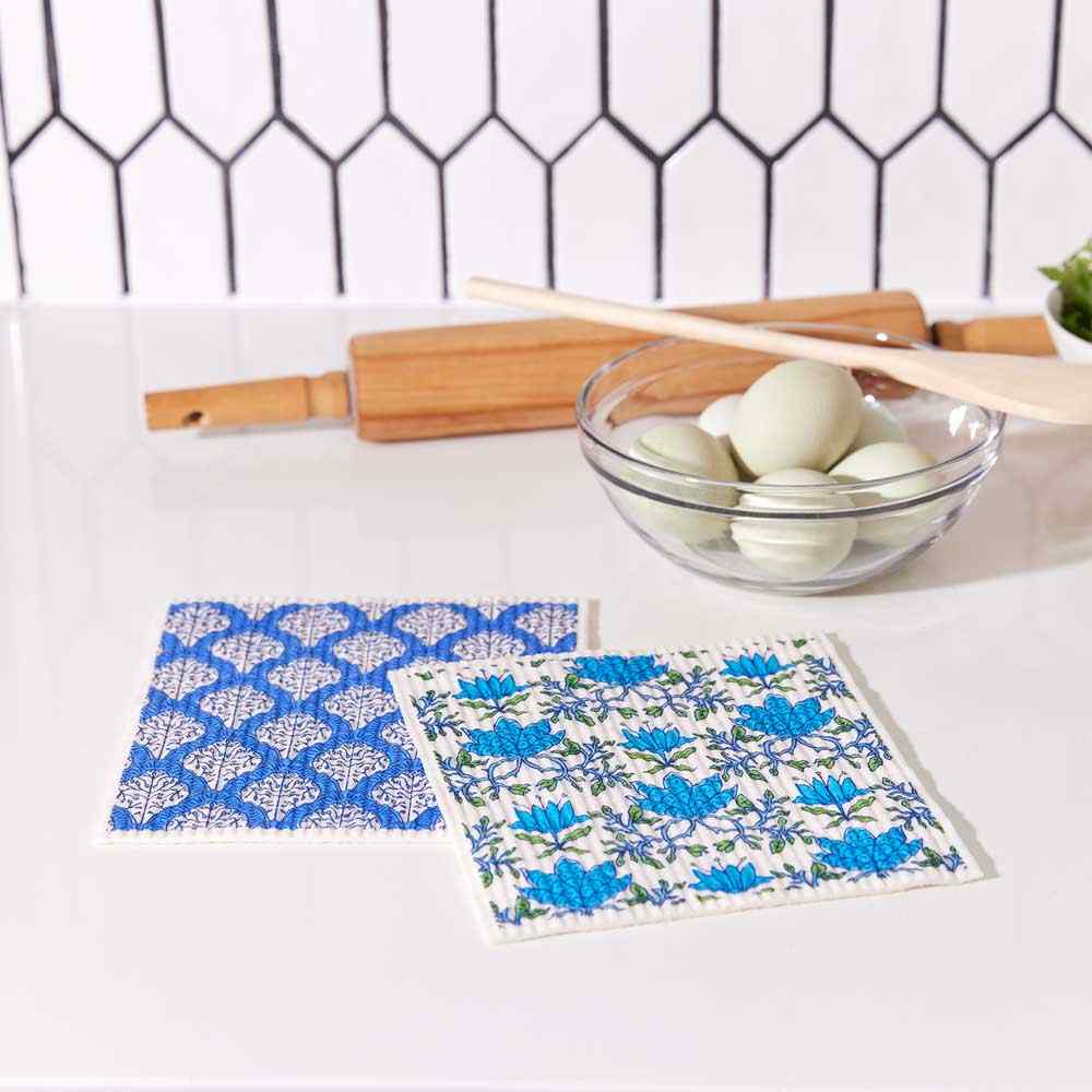 Tilly & Fifer Eco - Friendly blu Sponge Cloth - Set of 2 Eco Cloth - rockflowerpaper