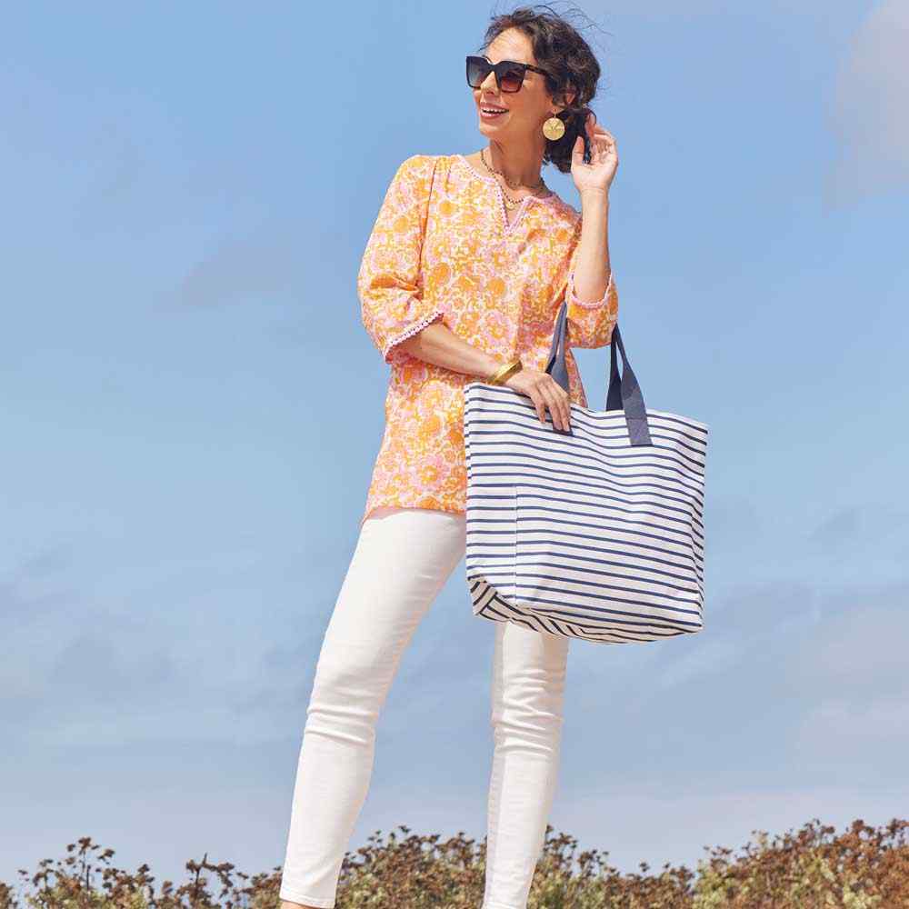 Tinsley Pink blu Cotton Kurta Tunic Tunic - rockflowerpaper