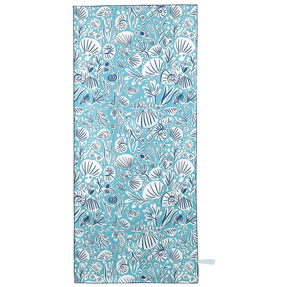 Turtles Aqua Reversible Eco Beach Towel Beach Towel - Rockflowerpaper