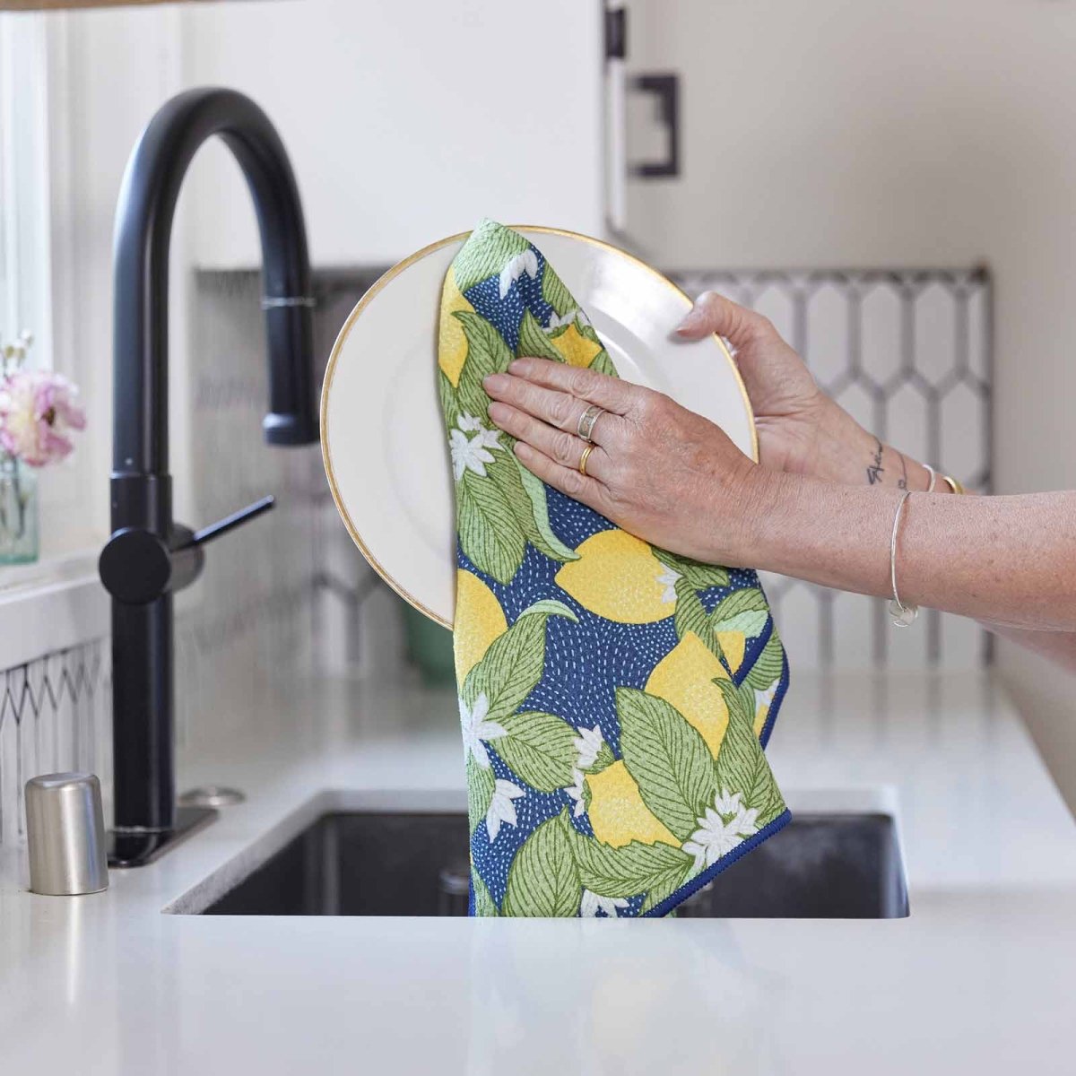 Vintage Lemons blu Kitchen Tea Towel Kitchen Towel - rockflowerpaper
