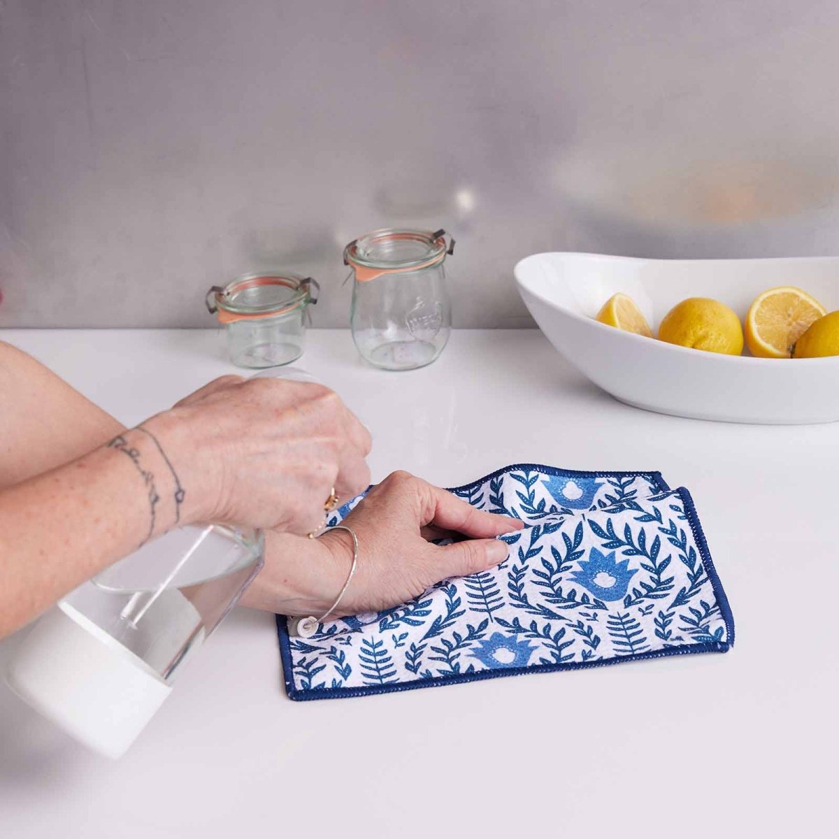 Yorktown blu Kitchen Dish Cloths (Set of 3) Reusable Dish Cloth - rockflowerpaper