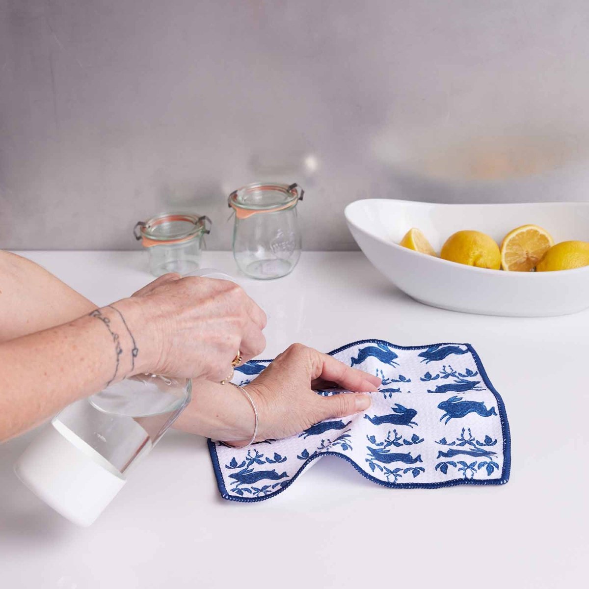 Yorktown blu Kitchen Dish Cloths (Set of 3) Reusable Dish Cloth - rockflowerpaper