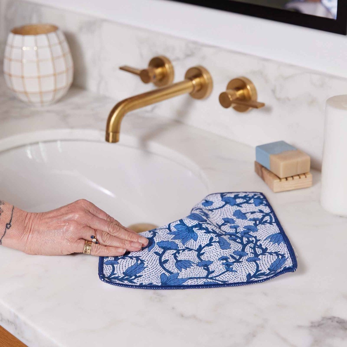 Yorktown blu Kitchen Dish Cloths (Set of 3) Reusable Dish Cloth - rockflowerpaper