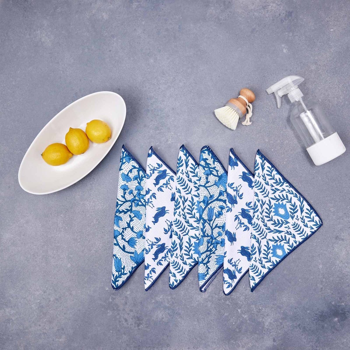 Yorktown blu Kitchen Dish Cloths (Set of 3) Reusable Dish Cloth - rockflowerpaper