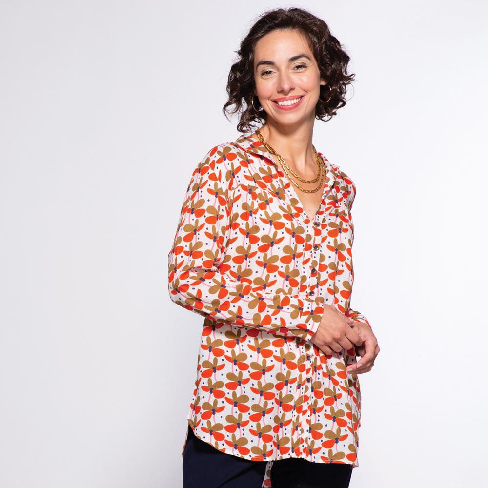 Kamila Tan Ayana Relaxed Collar Button Down Tunic Tunic - rockflowerpaper