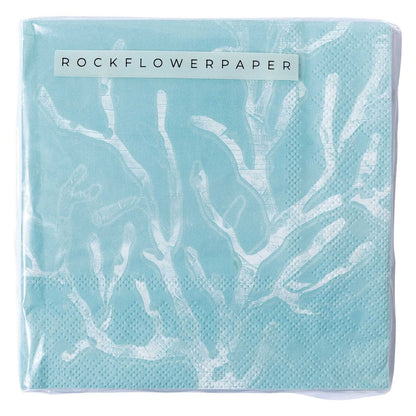 Cerulean Sea Coral Paper Cocktail Napkins -Pack of 20 Paper Cocktail Napkin - rockflowerpaper