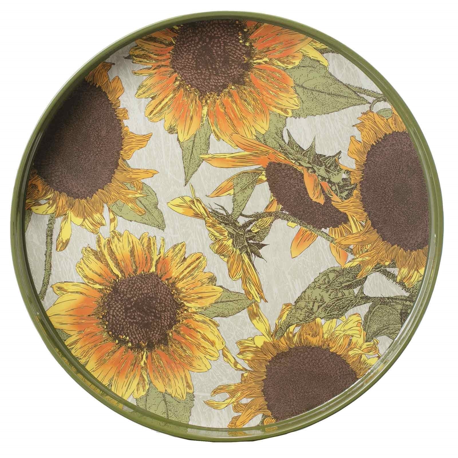 Floral Abstract Round Art Tray