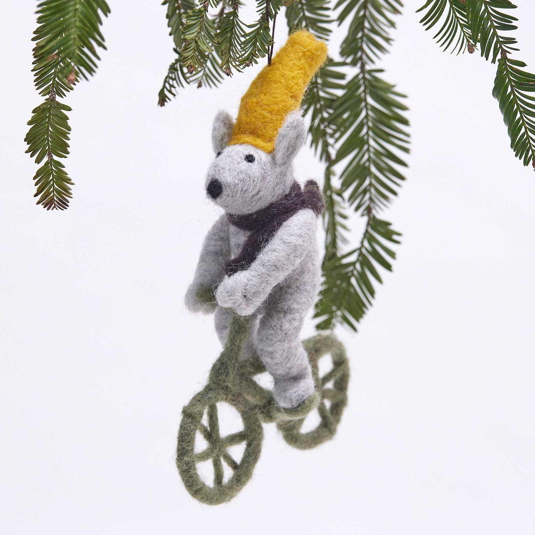 Bicycling Mouse Felt Ornament - Perfect for Bicycle Fans! Ornament - rockflowerpaper