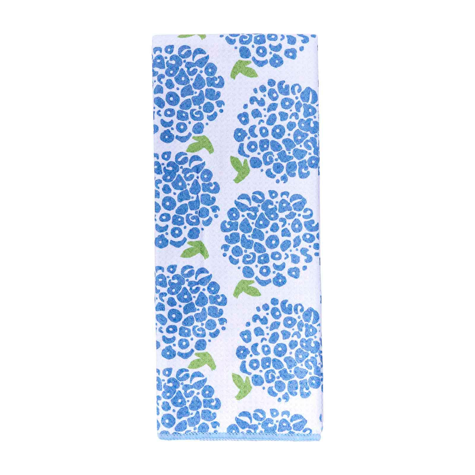 Hydrangea blu Kitchen Tea Towel-Double Side Printed Kitchen Towel - rockflowerpaper