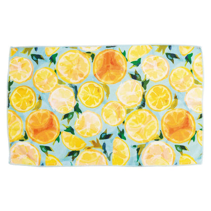 Lemon Slices Blu Kitchen Tea Towel-Double Side Printed Kitchen Towel - rockflowerpaper