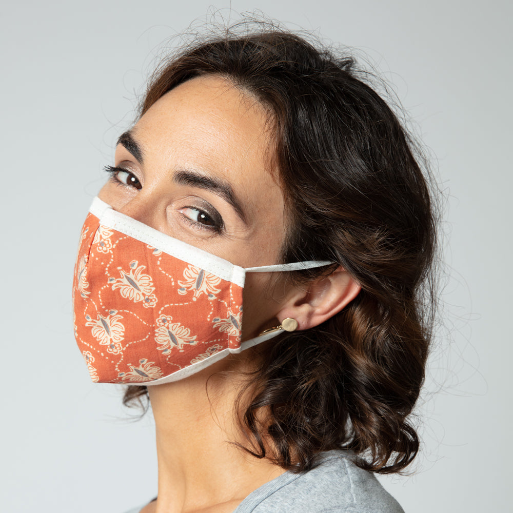 Reusable 100% Cotton Face Mask in Orange - Pack of 2 Mask - rockflowerpaper