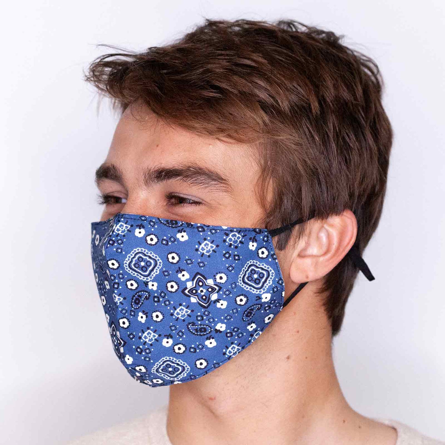 Bandana Navy Reusable Cotton Men’s Mask Mask - rockflowerpaper