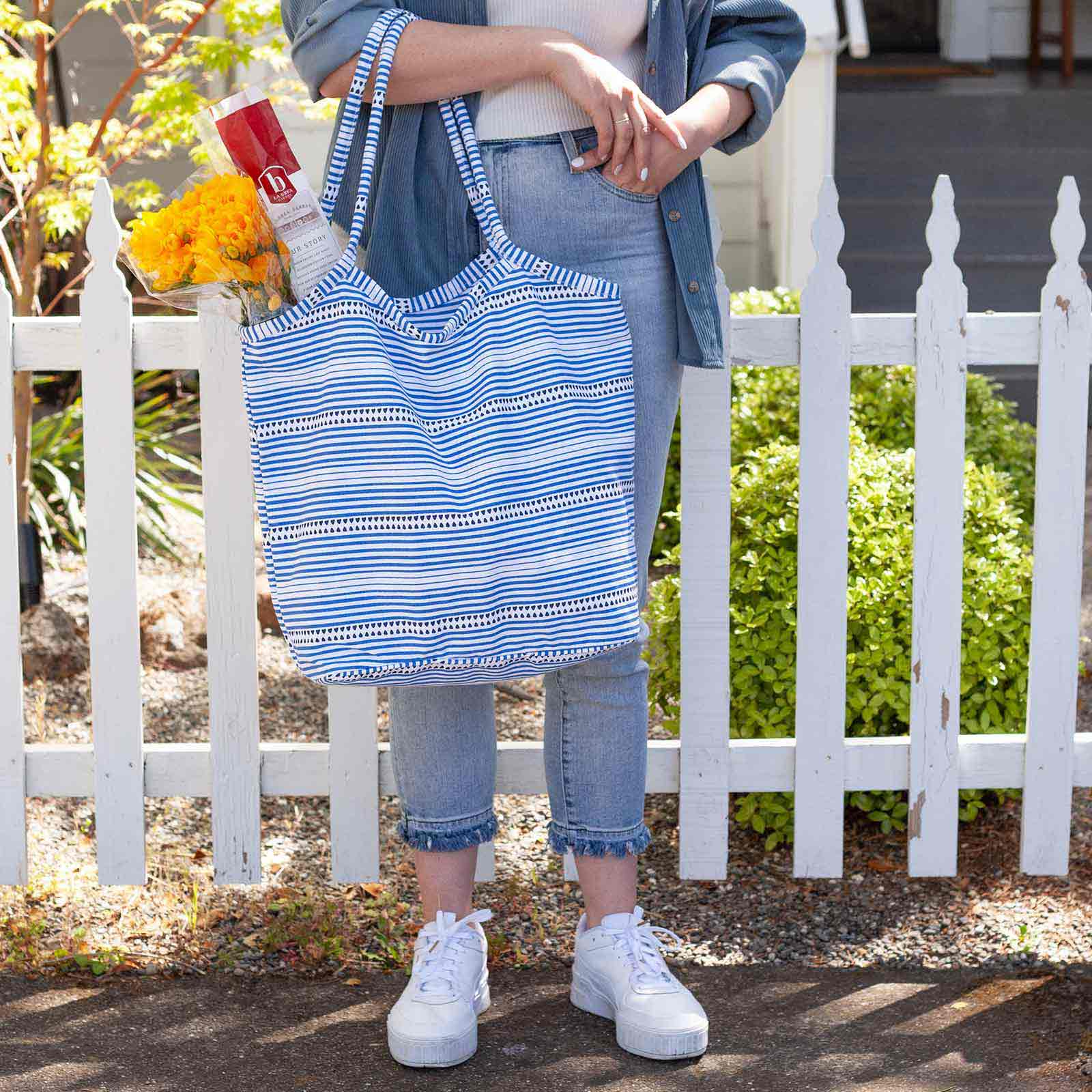 Bethany Blue Bucket Bag Tote - rockflowerpaper