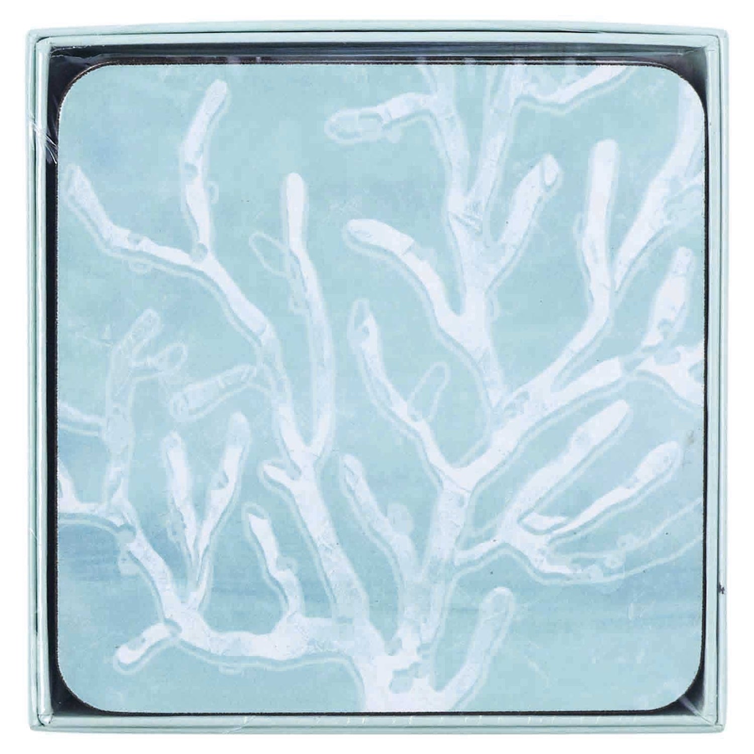 Cerulean Sea Coral Square Art Coasters - Set of 4 Coaster - rockflowerpaper
