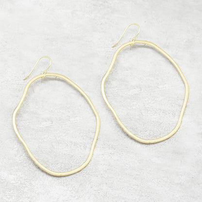 Hammered Free-Form Circle Hoop Earrings Gold Plated Earring - rockflowerpaper