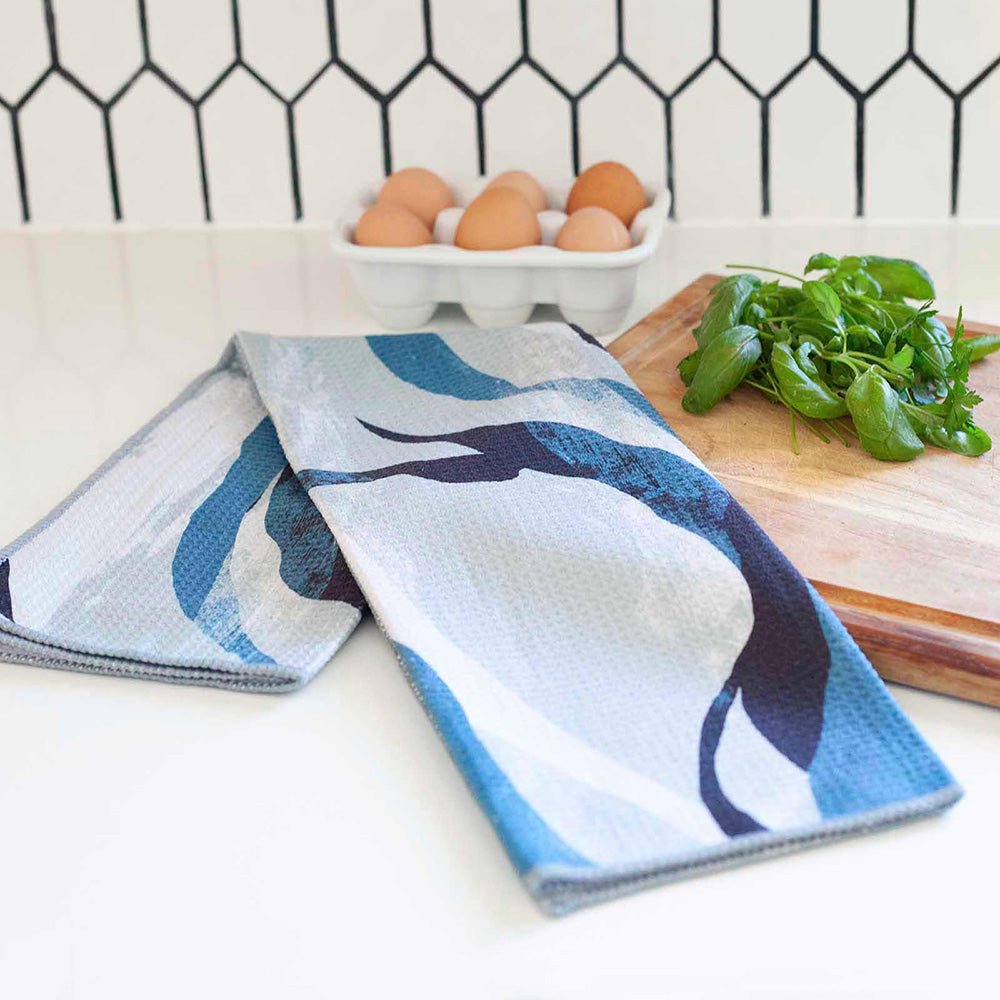 Abstract Flow blu Kitchen Tea Towel Kitchen Towel - rockflowerpaper