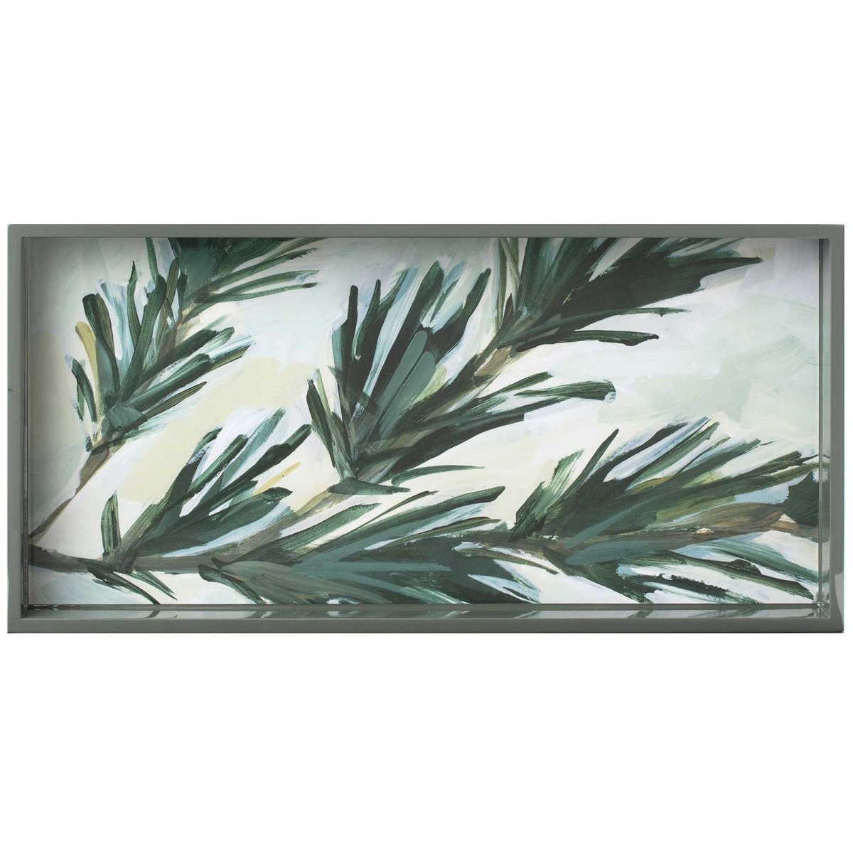 Abstract Spruce Branch 10" x 20" Rectangular Lacquer Art Serving Tray Tray - rockflowerpaper