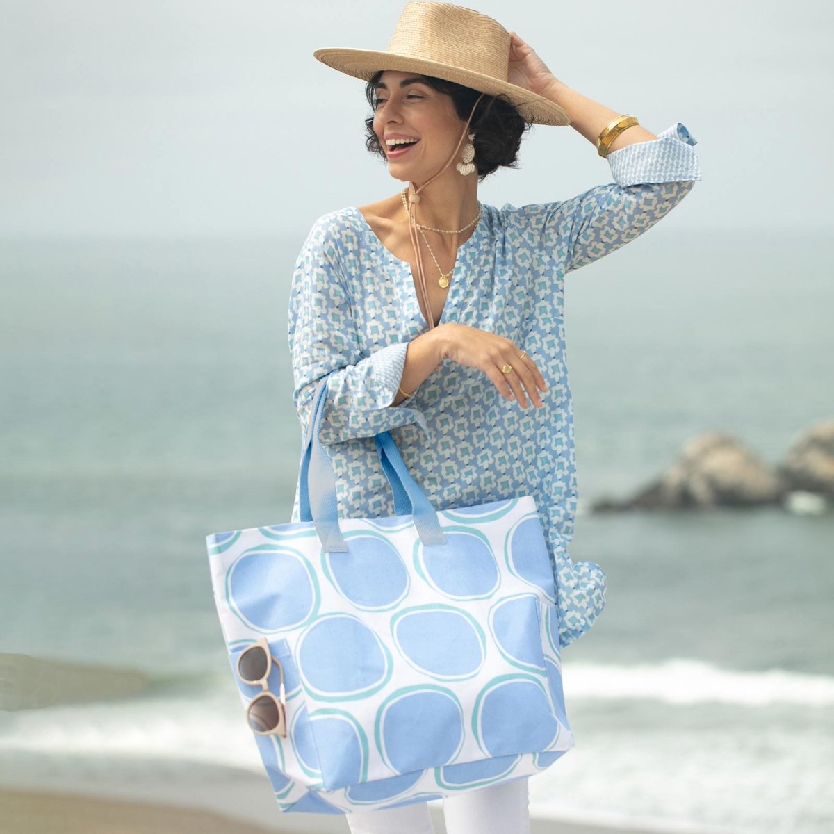 Alexis Blue blu Cotton Kurta Tunic Tunic - rockflowerpaper
