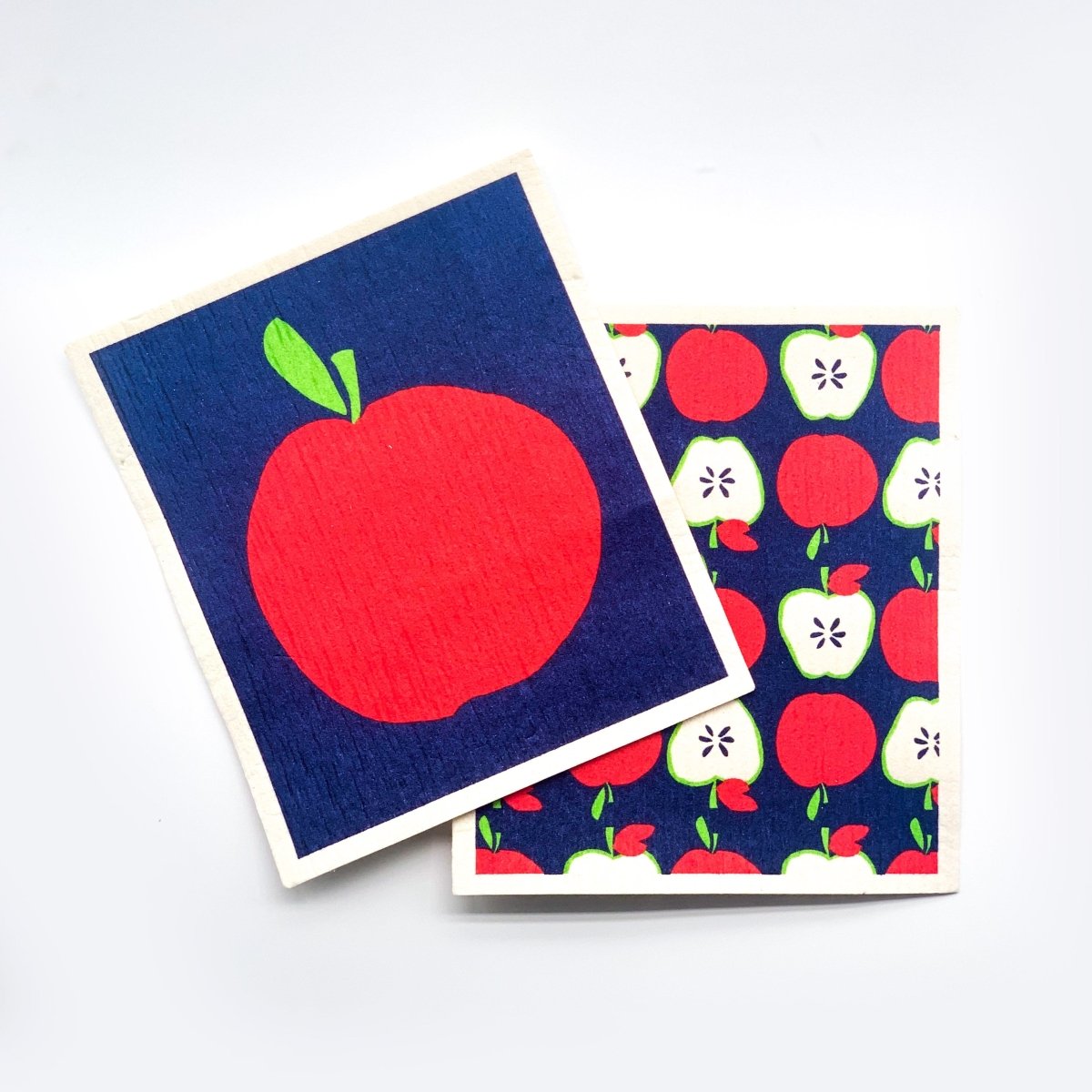 Apples Eco - Friendly blu Sponge Cloth - Set of 2 Eco Cloth - rockflowerpaper