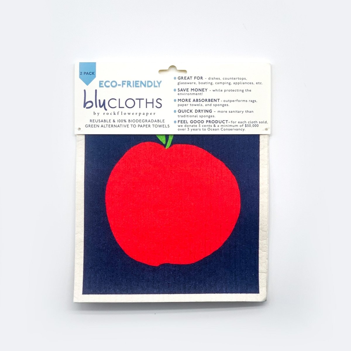 Apples Eco - Friendly blu Sponge Cloth - Set of 2 Eco Cloth - rockflowerpaper