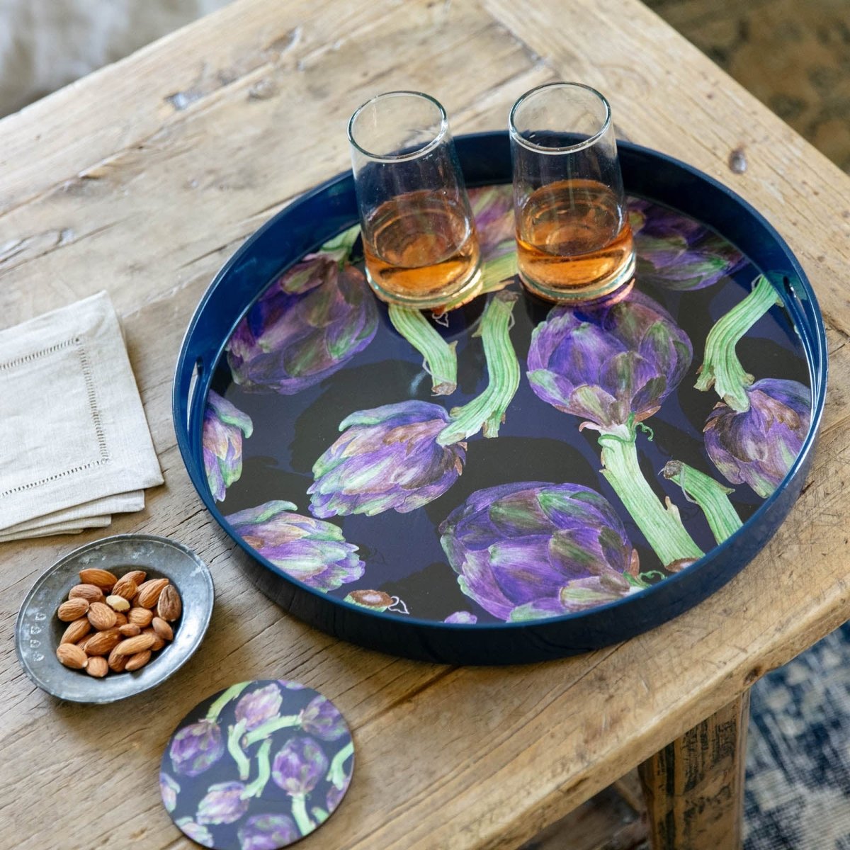Artichoke Delight 15" Round Tray Tray - rockflowerpaper