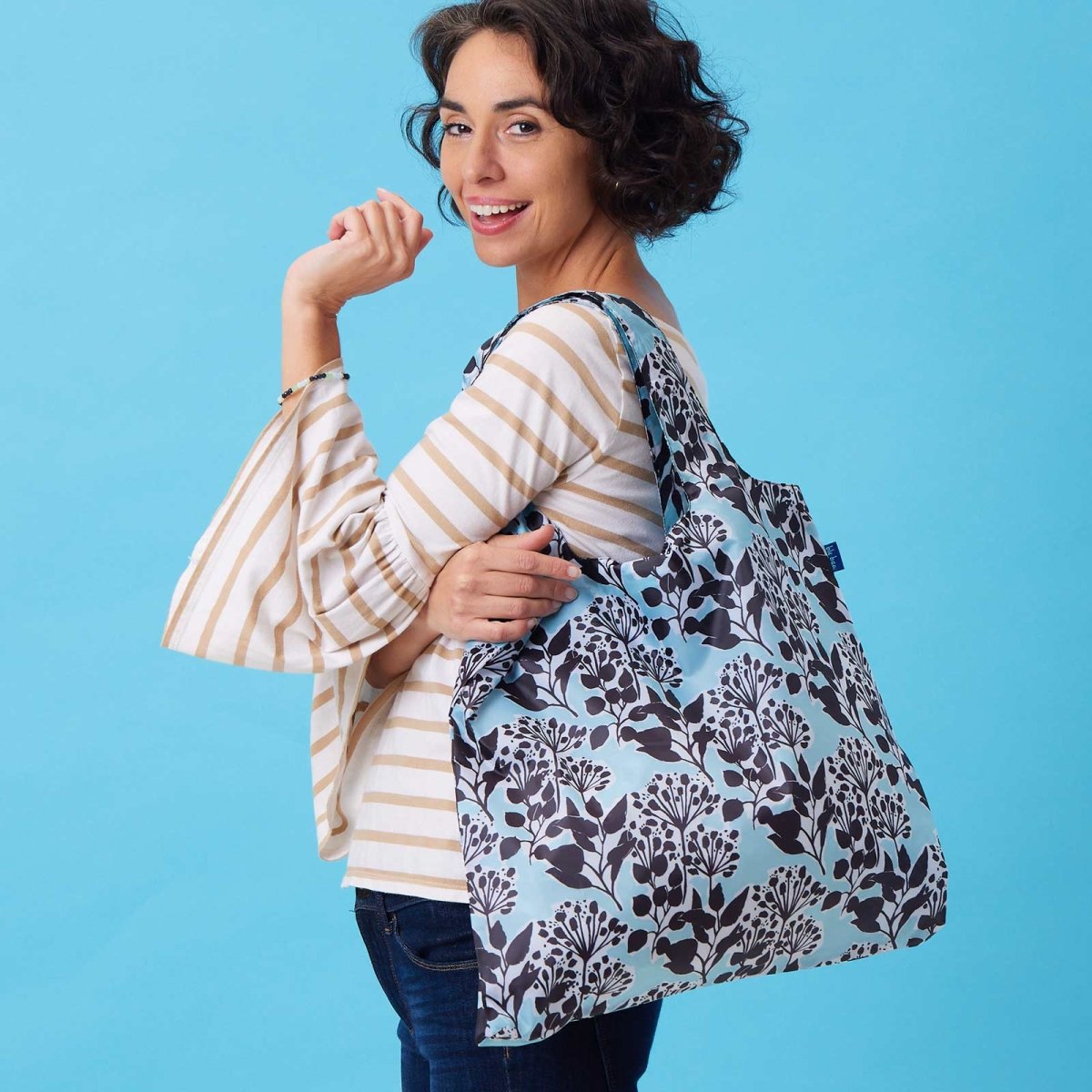Autumnal Flora Blu Bag Reusable Shopping Bag - Machine Washable Reusable Shopping Bag - rockflowerpaper
