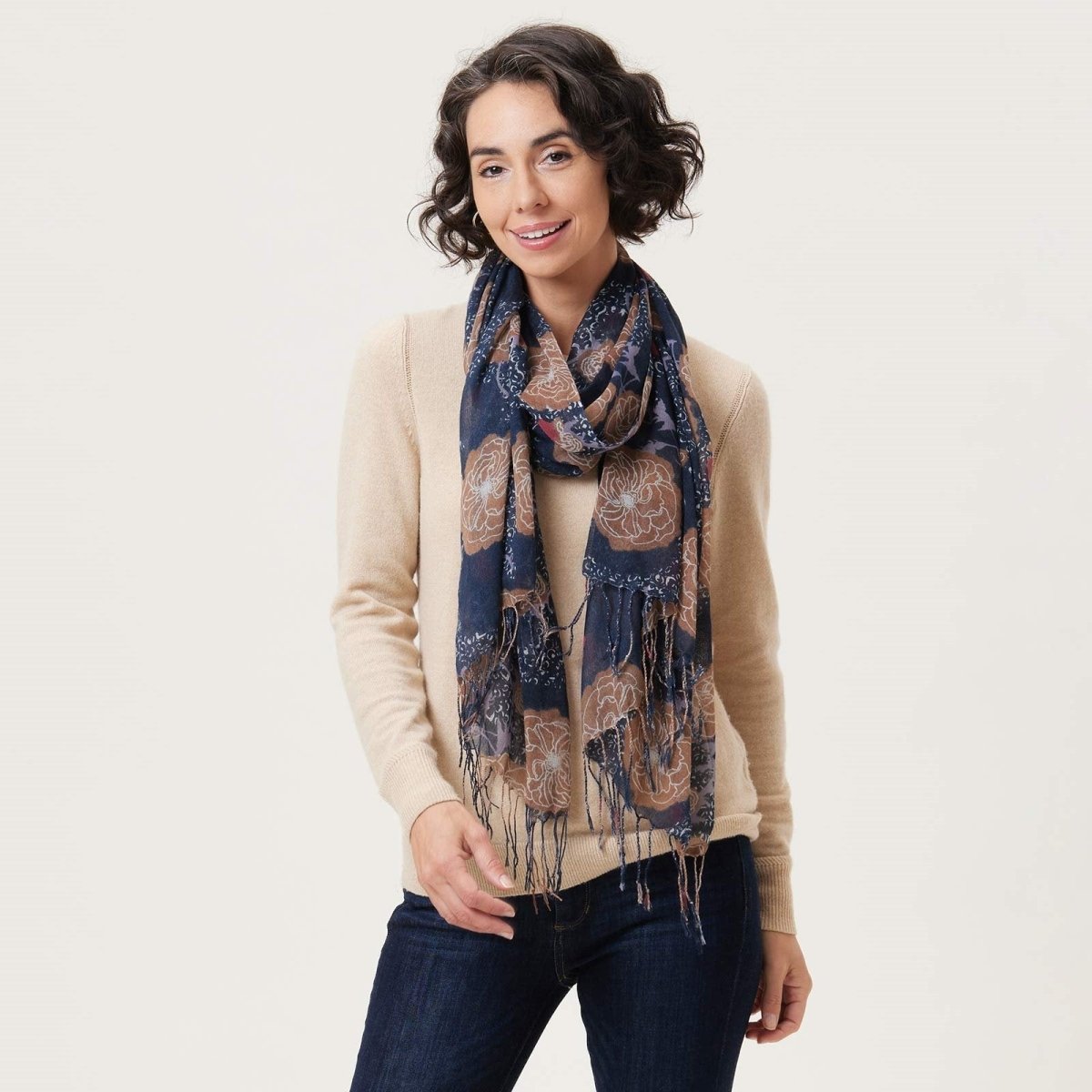 Autumnal Roses Featherweight Tassel Lux Scarf Scarf - rockflowerpaper