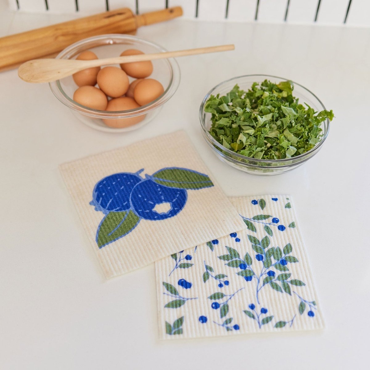 Blueberries Eco - Friendly blu Sponge Cloth - Set of 2 Eco Cloth - rockflowerpaper