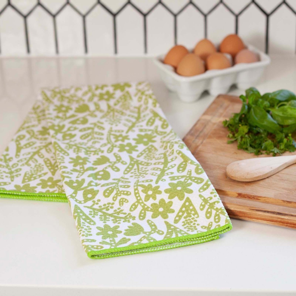 Botanical Lime blu Kitchen Tea Towel Kitchen Towel - rockflowerpaper