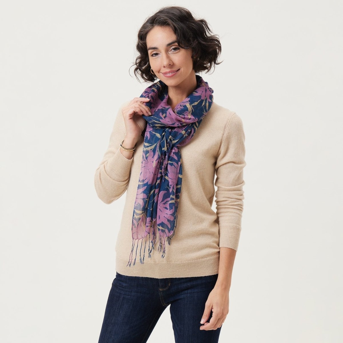Bronwyn Pink Featherweight Tassel Lux Scarf Scarf - rockflowerpaper
