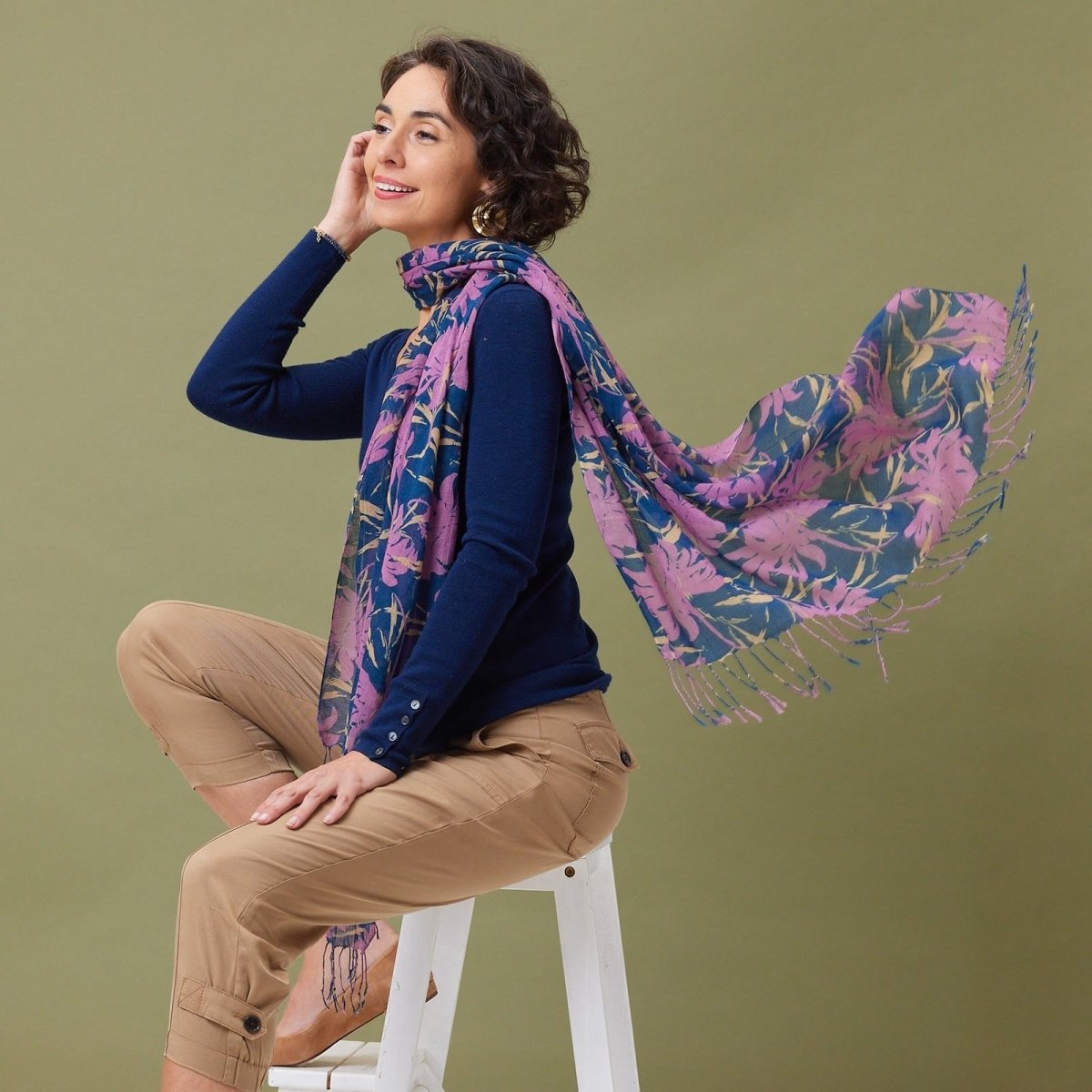 Bronwyn Pink Featherweight Tassel Lux Scarf Scarf - rockflowerpaper