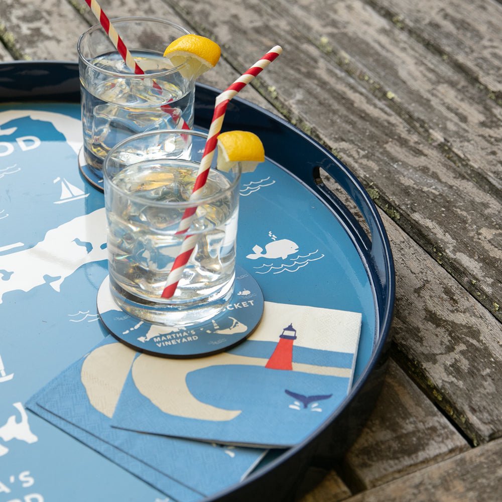 Coastal Cape Round Art Coasters - Set of 4 Coaster - rockflowerpaper