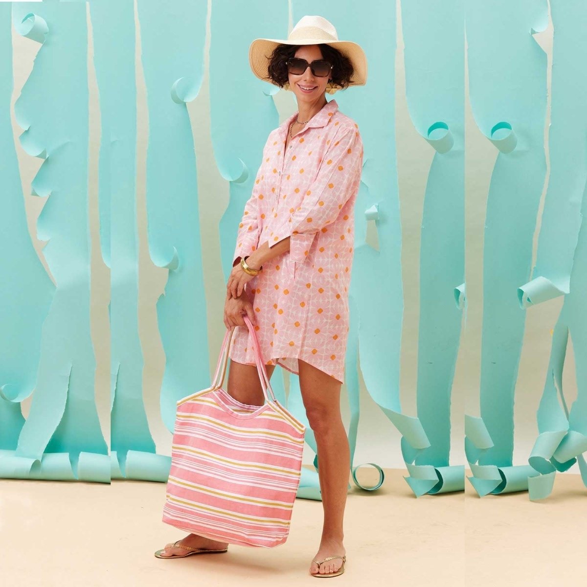 Cottage Melon Stripe Bucket Bag Tote - rockflowerpaper