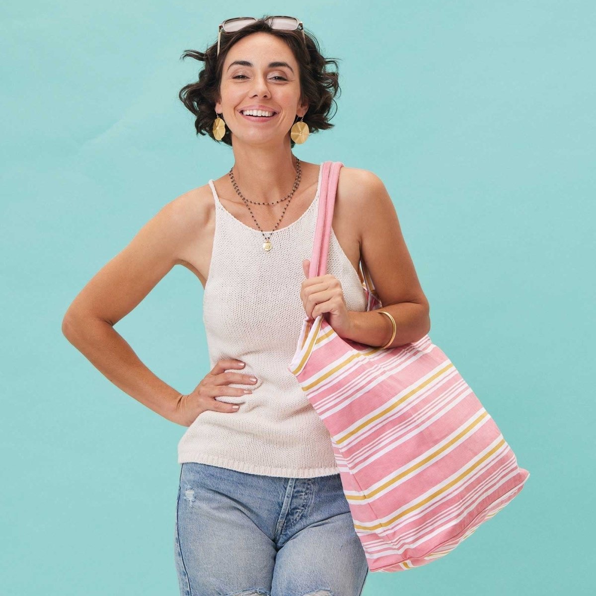 Cottage Melon Stripe Bucket Bag Tote - rockflowerpaper