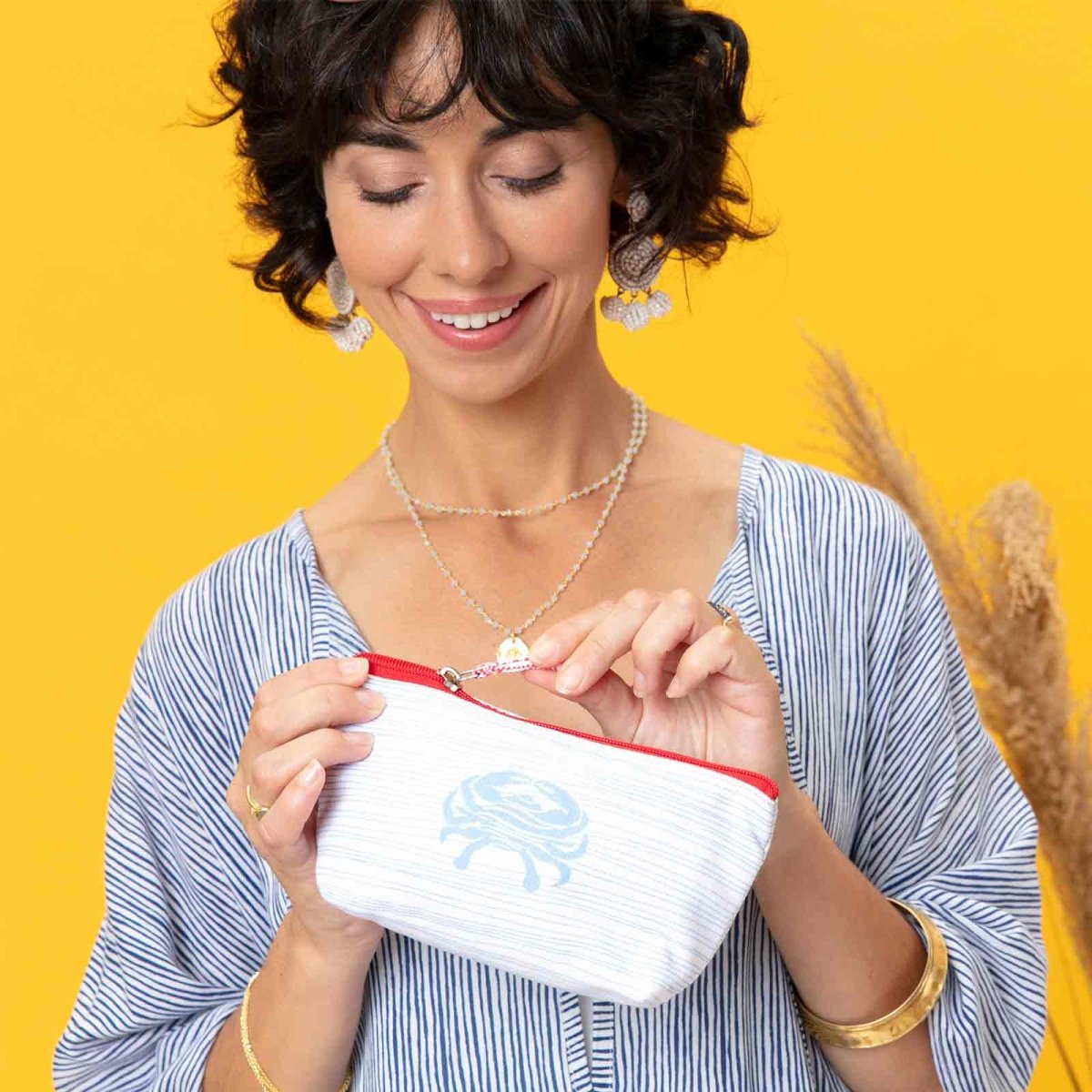 Crabby Small Relaxed Pouch Pouch - rockflowerpaper