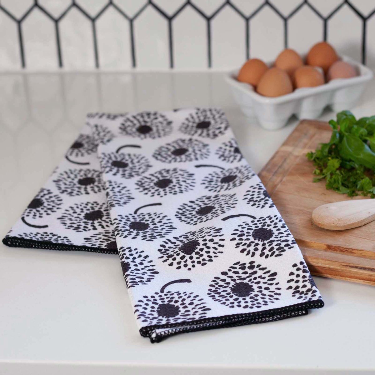 Dandelion blu Kitchen Tea Towel Kitchen Towel - rockflowerpaper