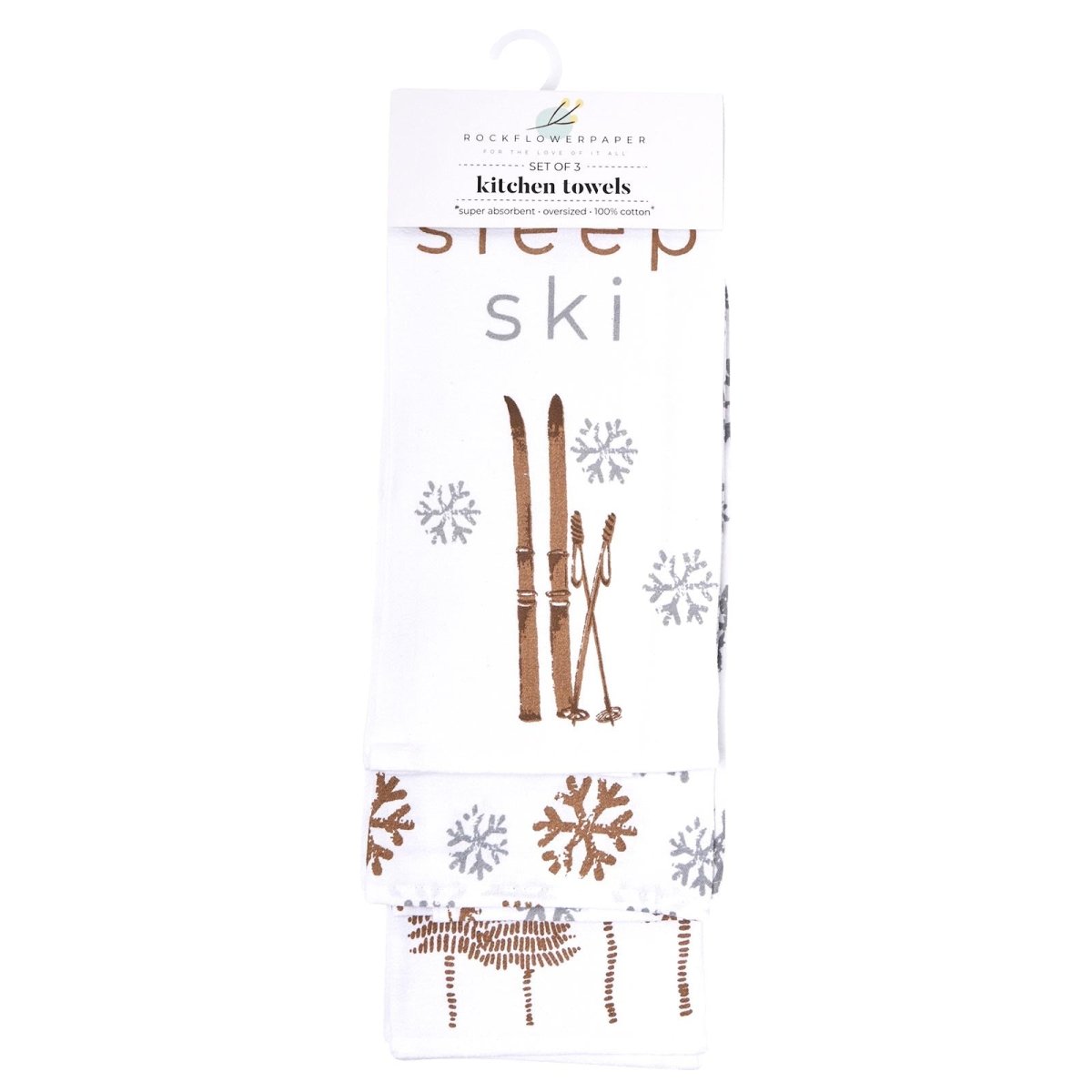 Eat Sleep Ski Cotton Kitchen Towels Set Of 3 Cotton Kitchen Towel - rockflowerpaper