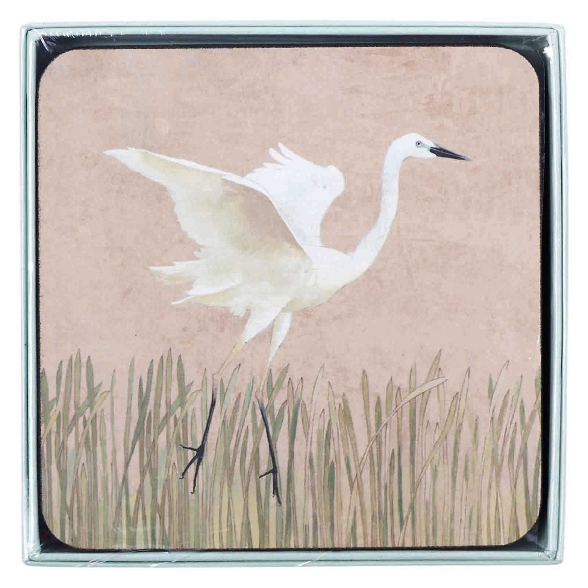 Egret Square Art Coasters - Set of 4 Coaster - rockflowerpaper