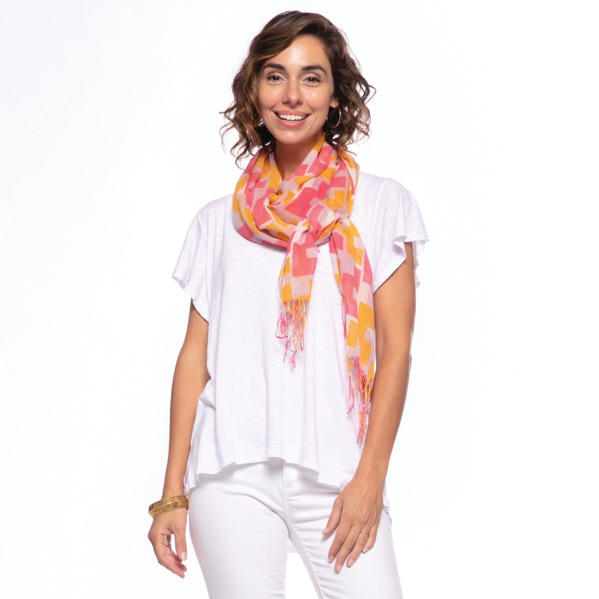 Emerson Pink Featherweight Tassel Scarf Scarf - rockflowerpaper